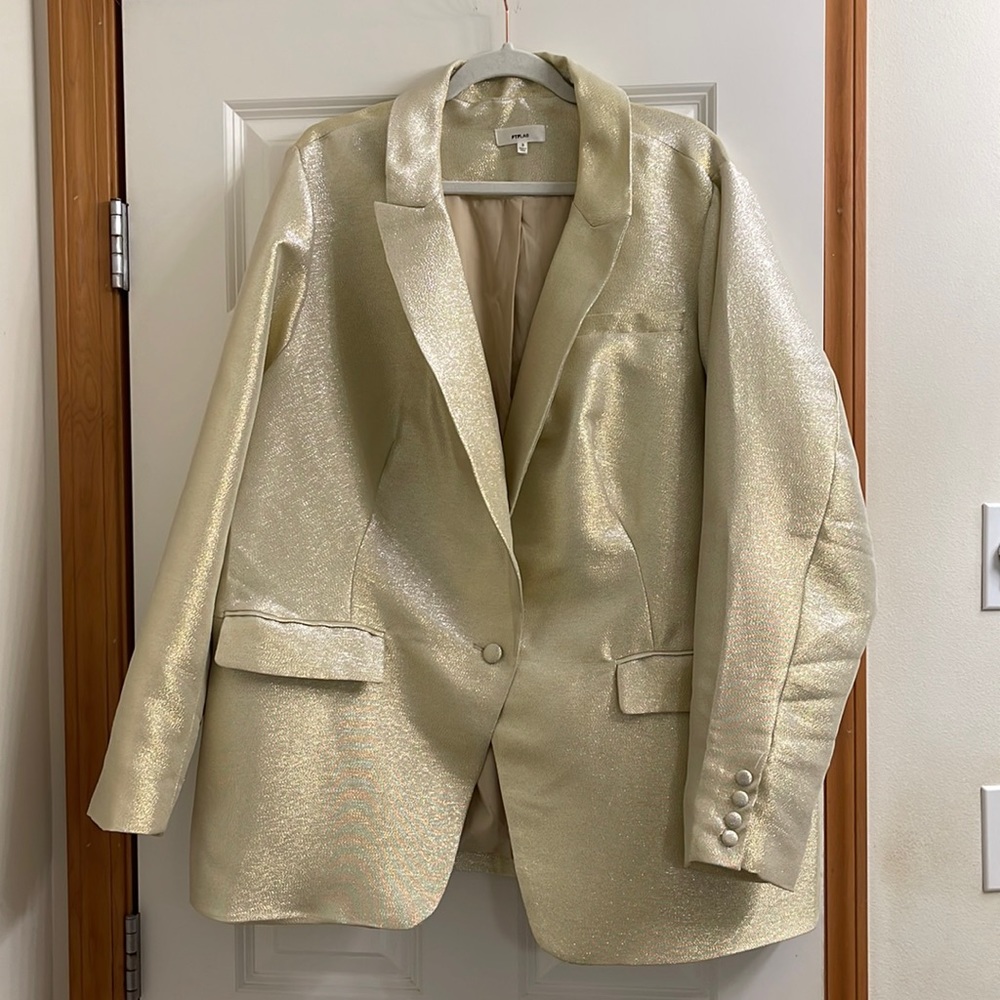 Fashion to Figure champagne shimmer blazer, size 3 (3x, 22/24)